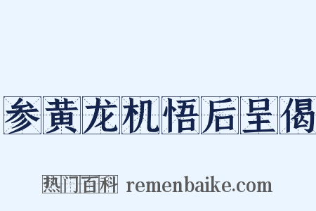 参黄龙机悟后呈偈是什么意思的图片